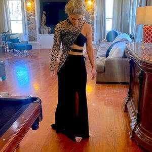 Sherri Hill black asymmetrical statement dress